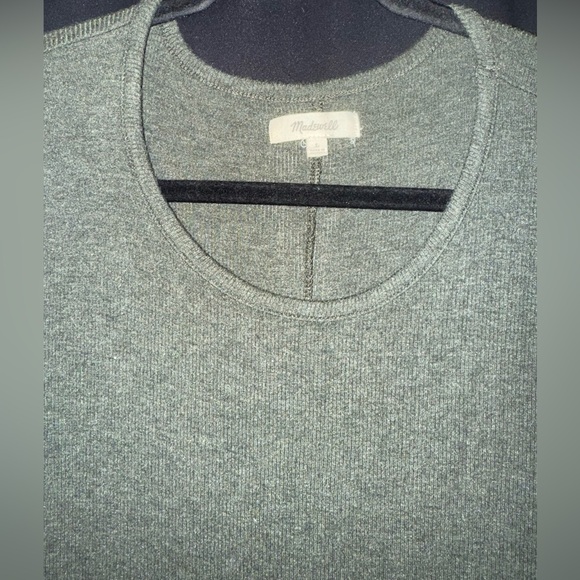 Madewell Swingy Tee Dress in Ribbed Heathered Moss Green size Large - Picture 5 of 14